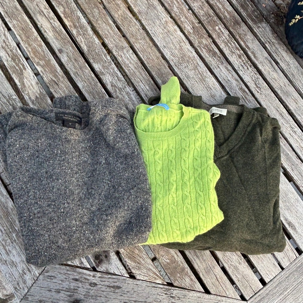 AS IS Cashmere 3 Sweater Lot Bloomingdale's White Warren Kinross Green Grey